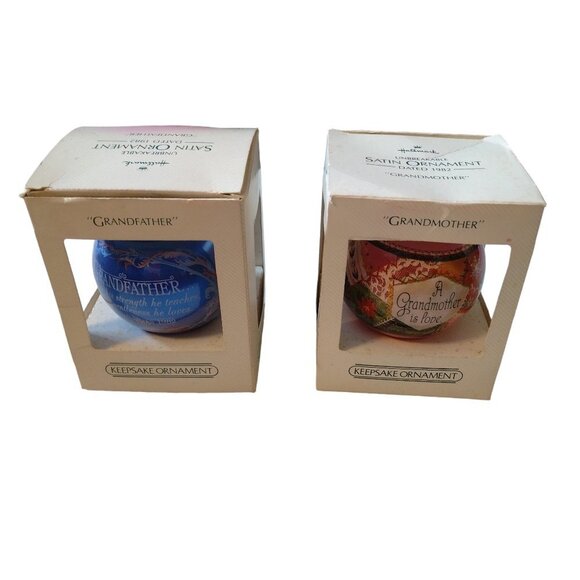 Hallmark 1982 GRANDFATHER and GRANDMOTHER Keepsake Ornaments CB2 - Picture 1 of 5